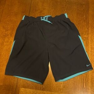 Nike Men's Black and Teal Athletic Swim Shorts XL